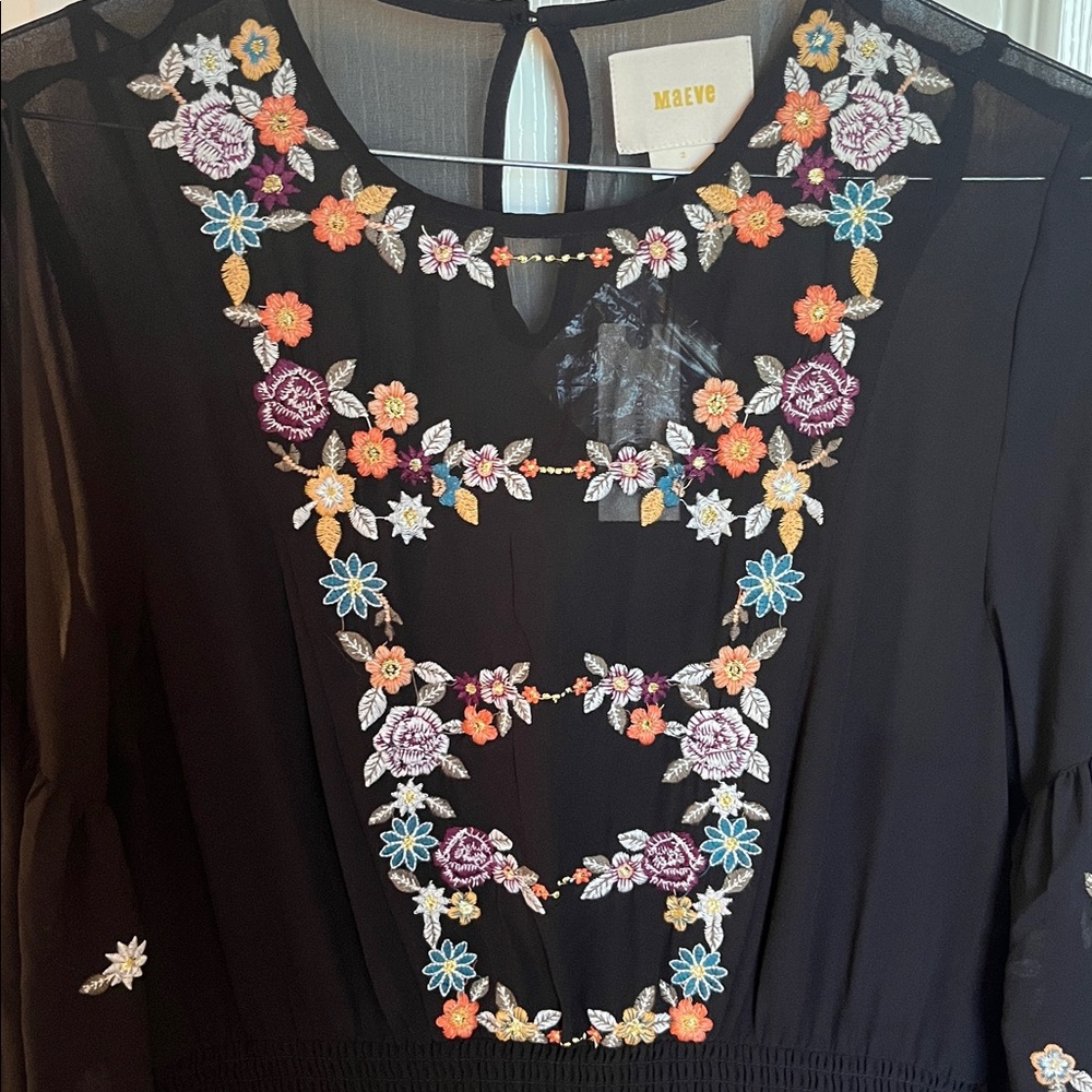 NWT Anthropologie Maeve Embroidered Floral Dress - Picture 3 of 13